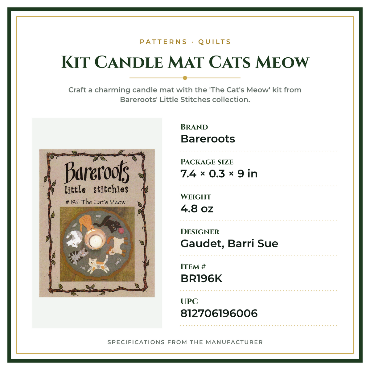 Product Specifications – Kit Candle Mat Cats Meow