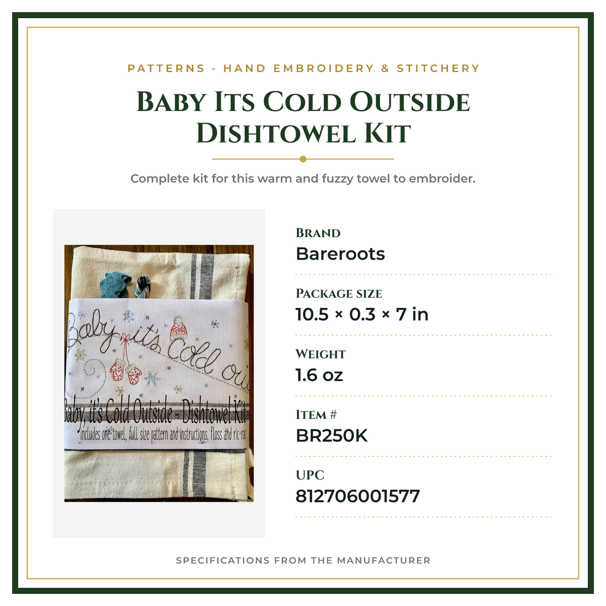 Product Specifications – Baby Its Cold Outside Dishtowel Kit