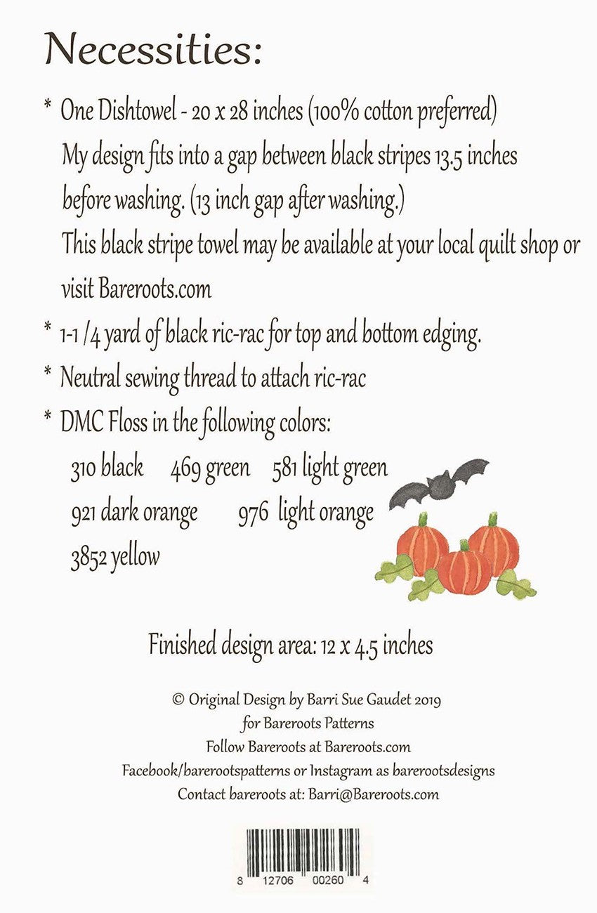 Happy Halloween Dishtowel Embroidery Pattern