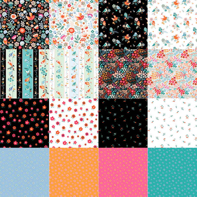 10in Squares, Birdsong, 42pcsbundle