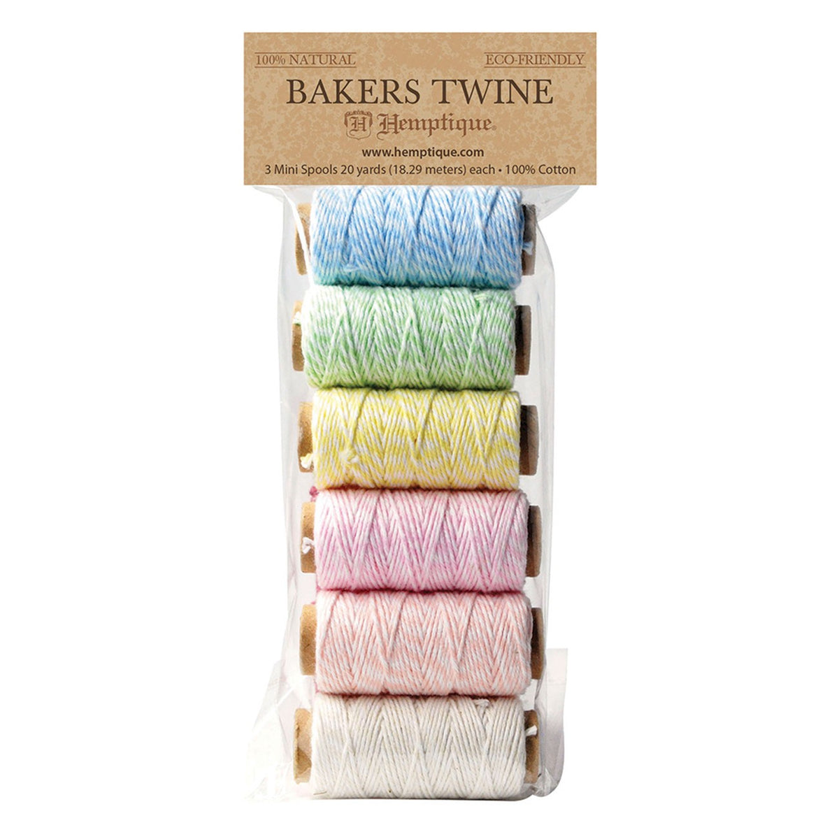 Cotton Bakers Twine 2ply 6 Spool Set Creamy Pastel