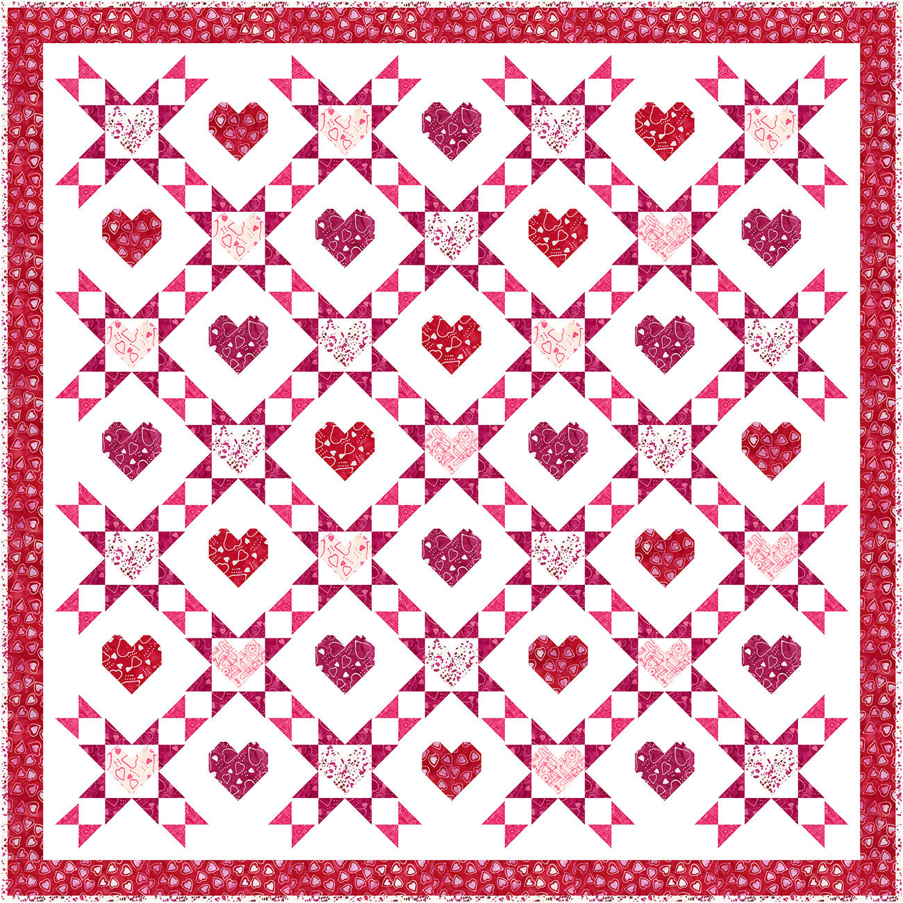 Batiks Love Punch Candy Hearts Handmade Quilt Store Display