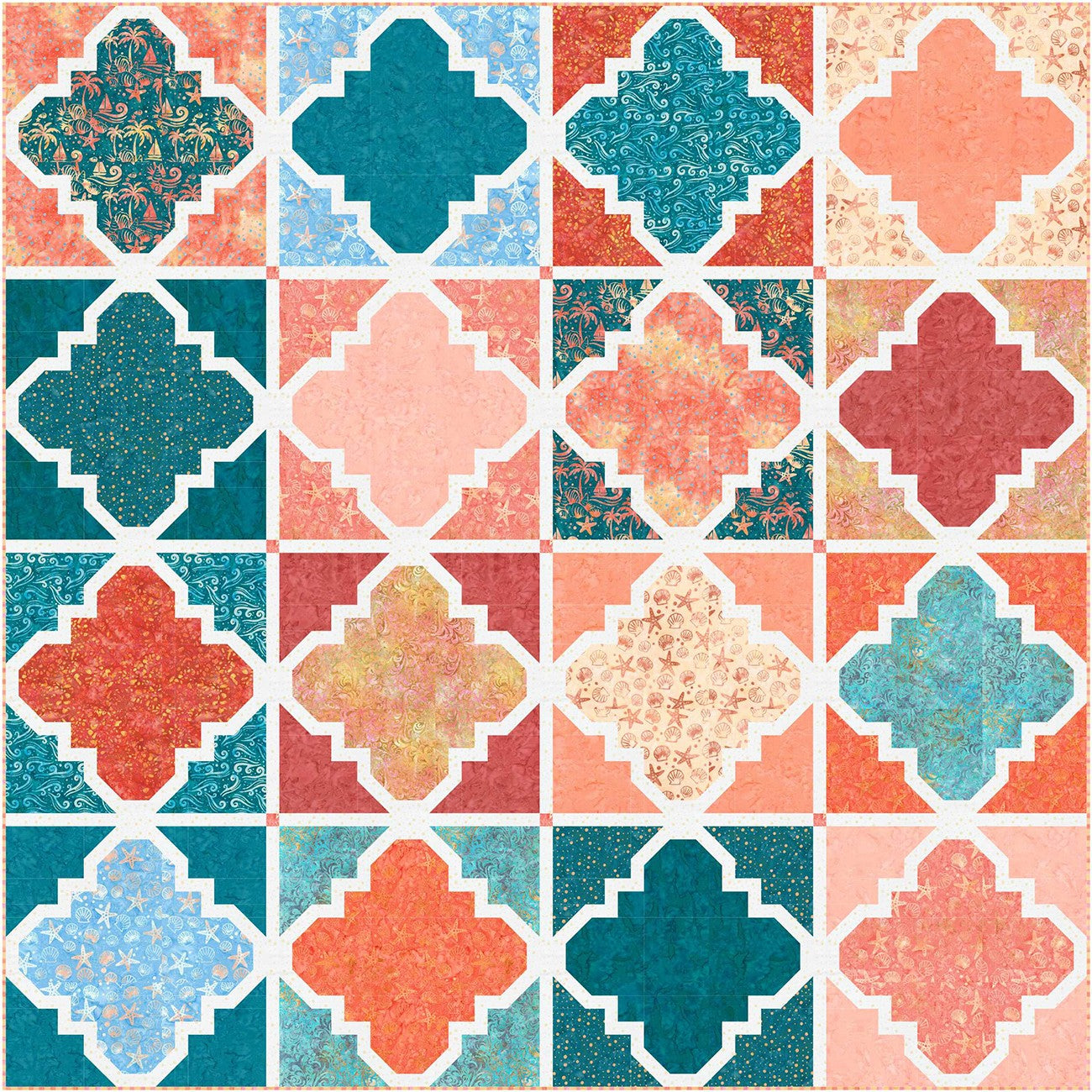 Sandy Beaches Quatrefoil Handmade Quilt Store Display