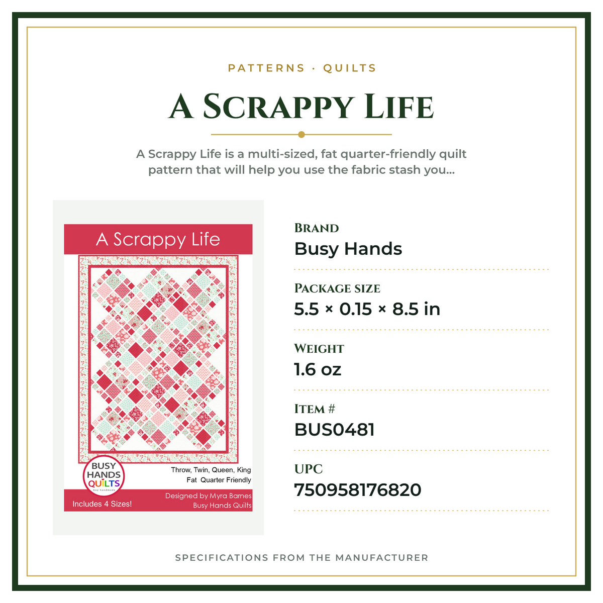 Product Specifications – A Scrappy Life