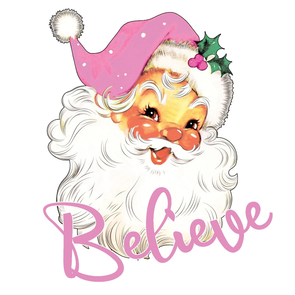 Believe Pink Santa Fabric Panel