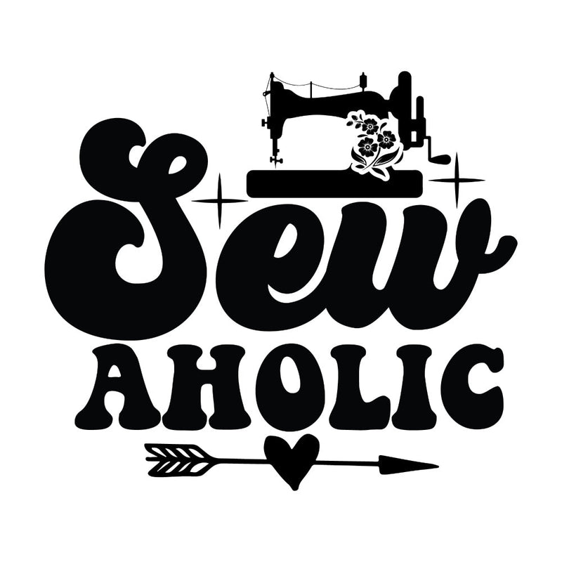 Black and White Sew Aholic Fabric Panel