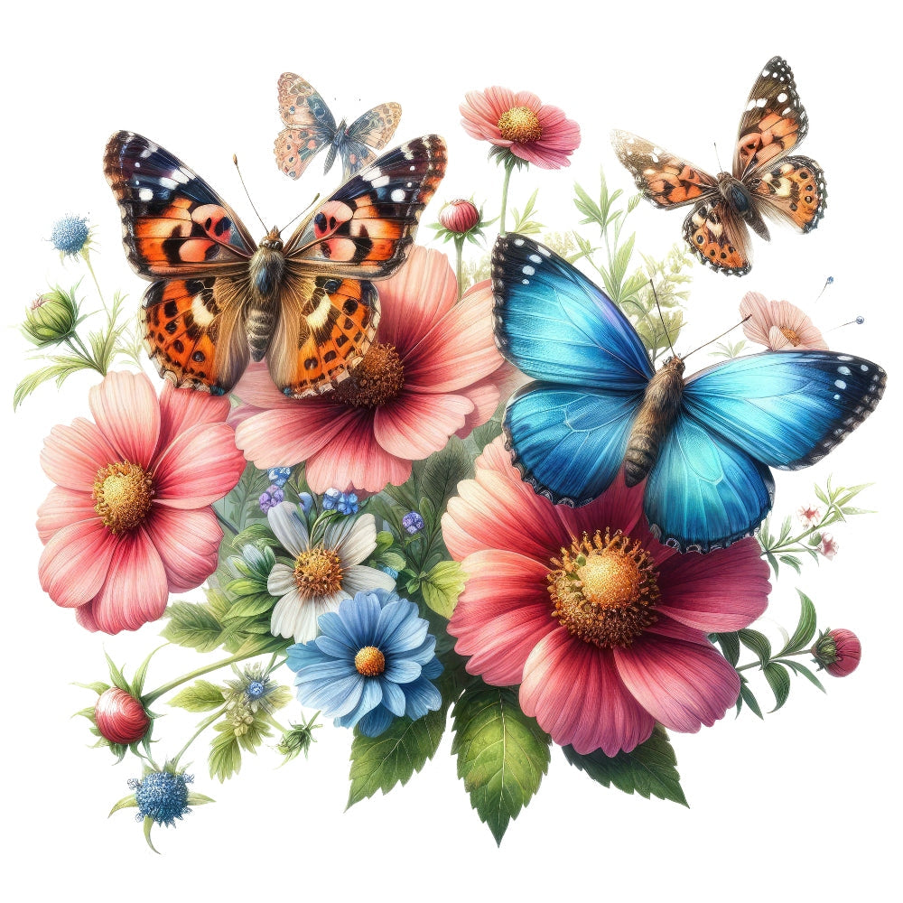 Butterflies and Flowers Fabric Panel 12