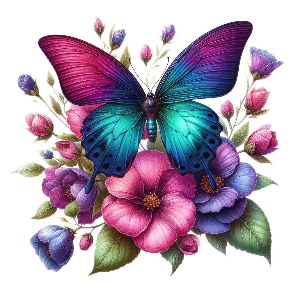 Butterflies and Flowers Fabric Panel 15