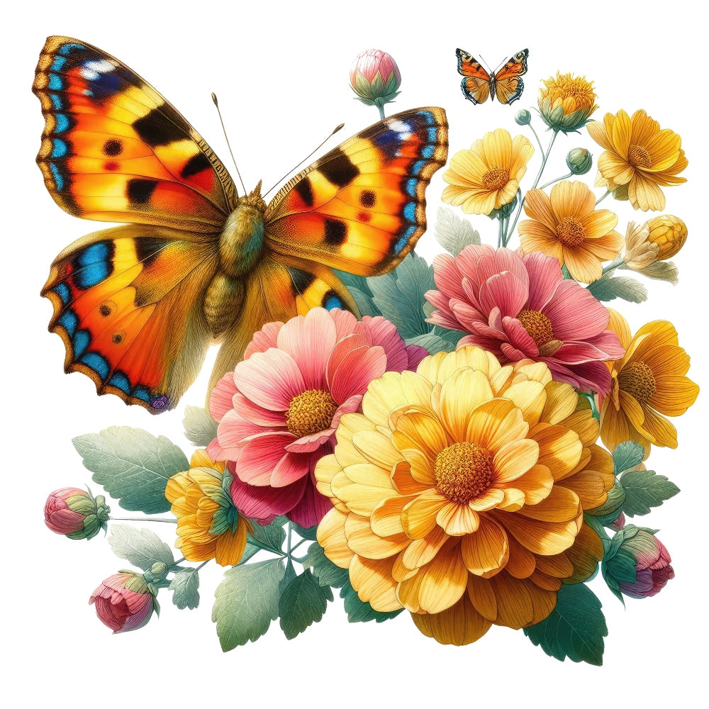 Butterflies and Flowers Fabric Panel 16