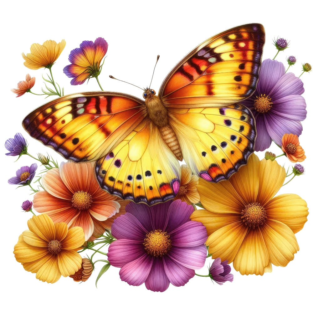 Butterflies and Flowers Fabric Panel 5