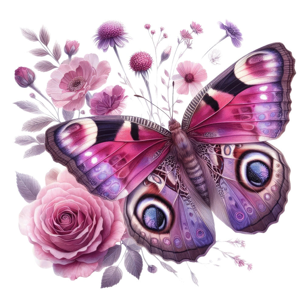 Butterflies and Flowers Fabric Panel 6