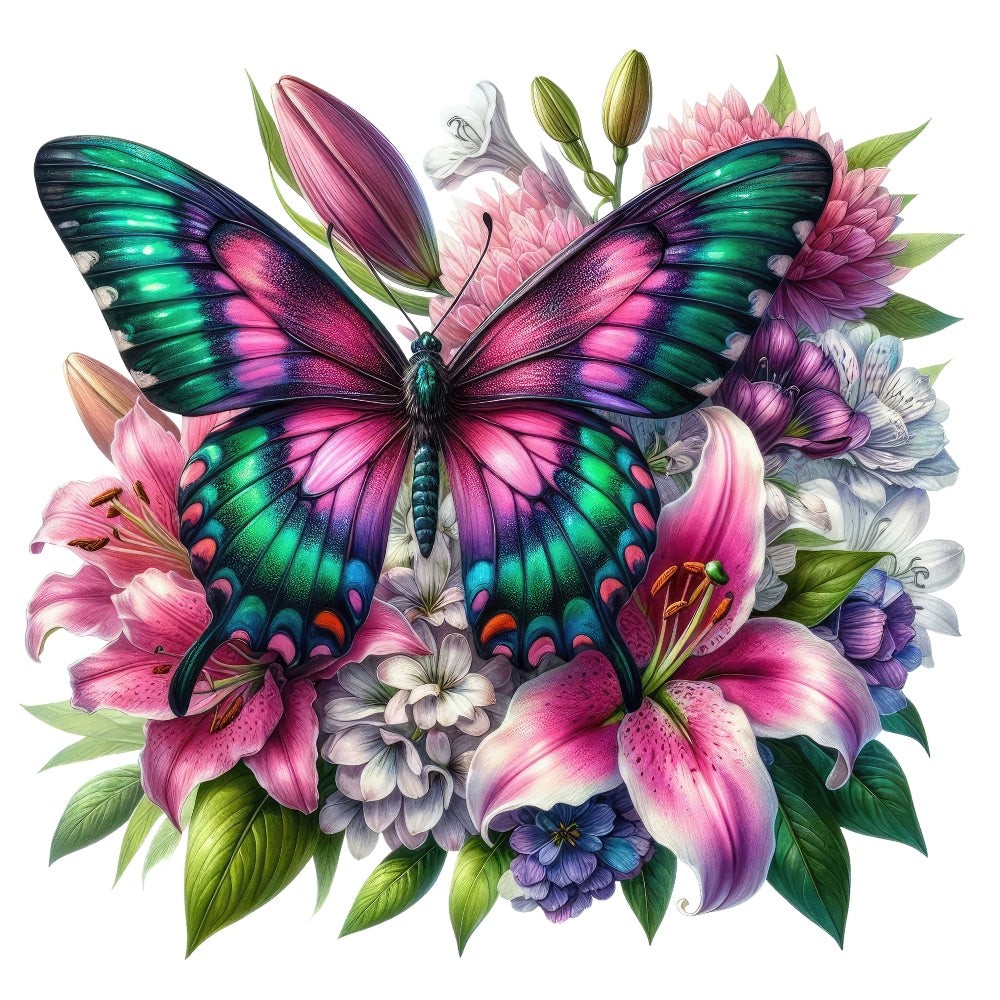 Butterflies and Flowers Fabric Panel 9