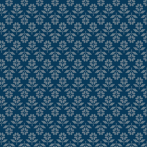 Flowers Oxford Blue - Denim & Daisy by Lori Holt