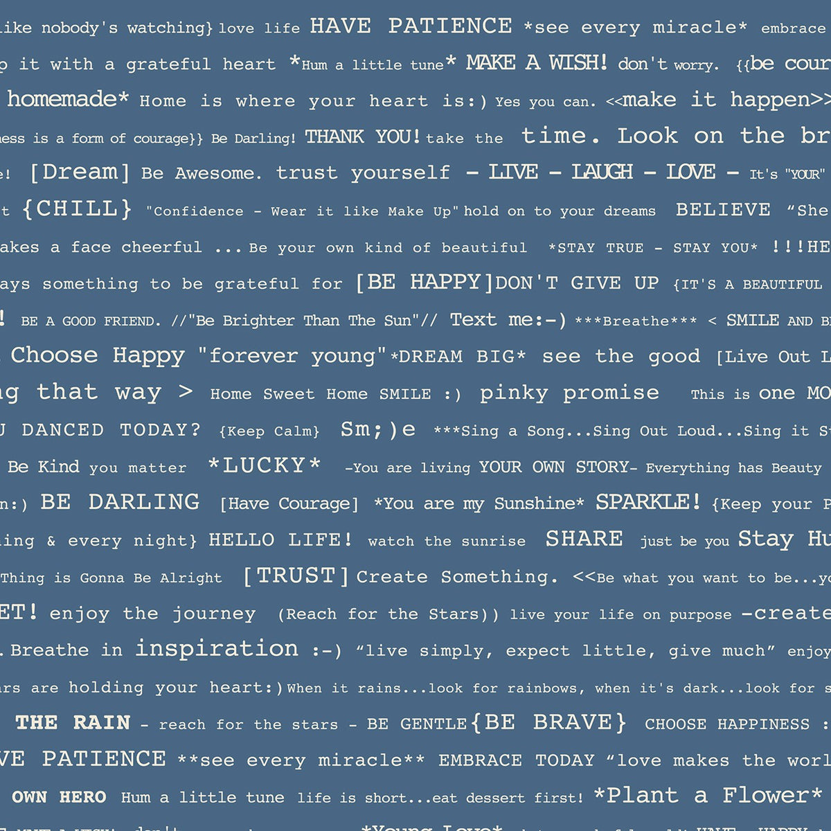 Happy Text Denim fabric swatch