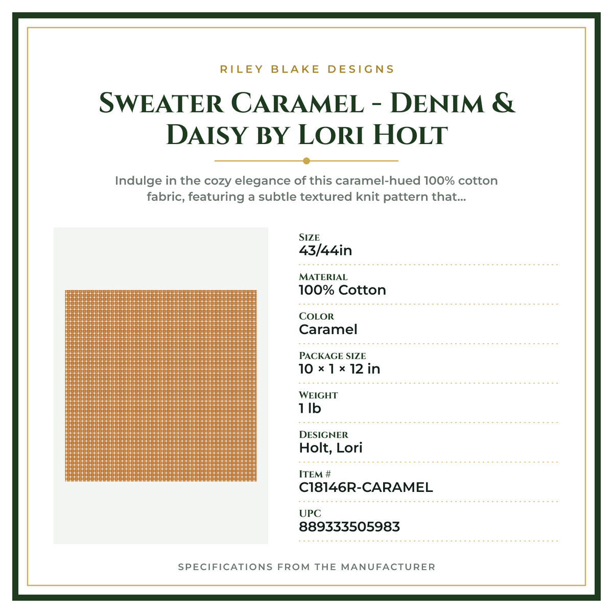 Product Specifications – Sweater Caramel - Denim & Daisy by Lori Holt