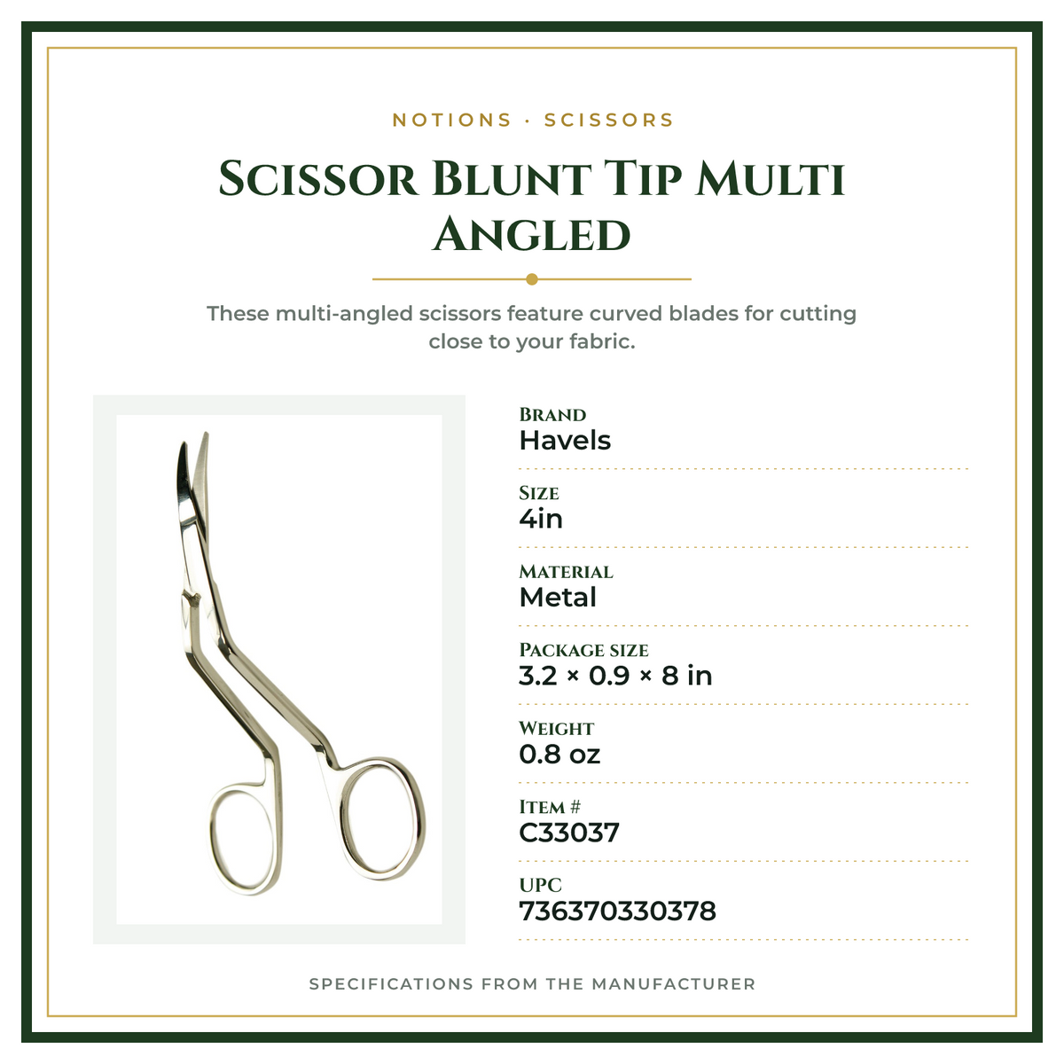Product Specifications – Scissor Blunt Tip Multi Angled