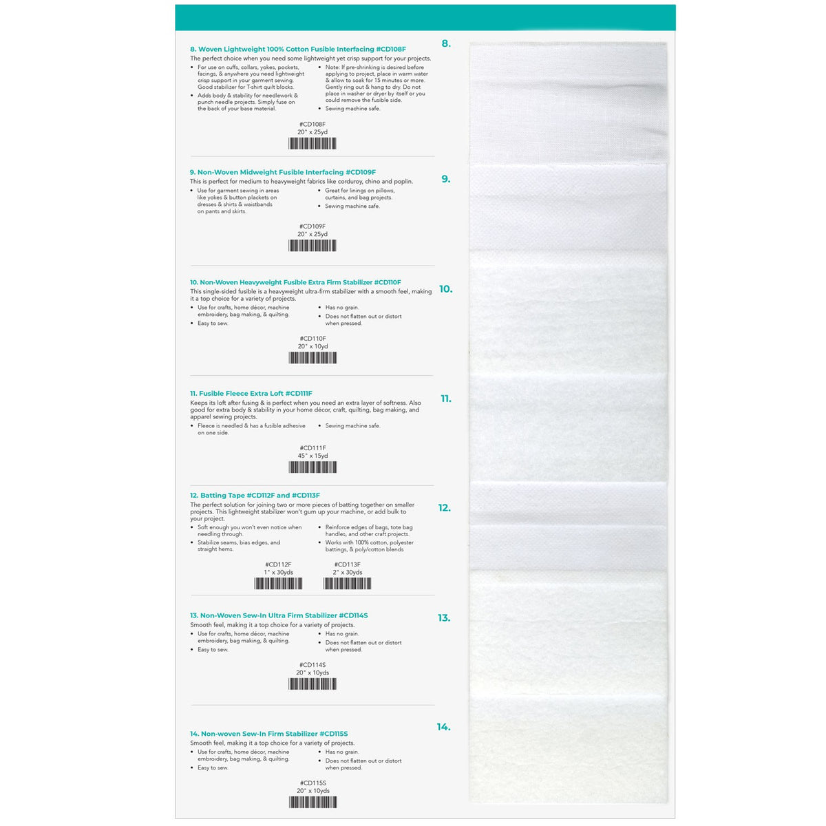 Callie Del Tri-Fold Swatch Card