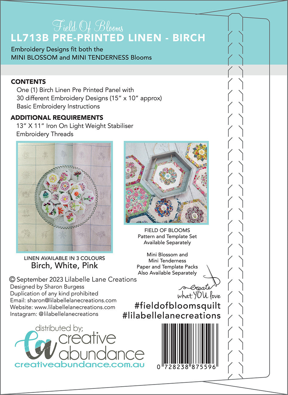 Field of Blooms Linen Panel Birch