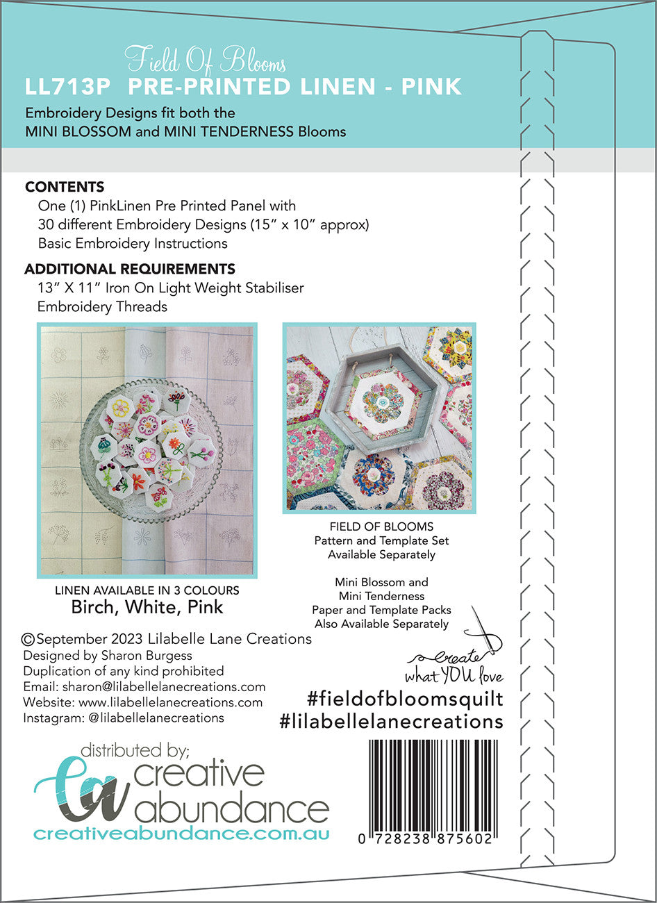 Field of Blooms Linen Panel Pink