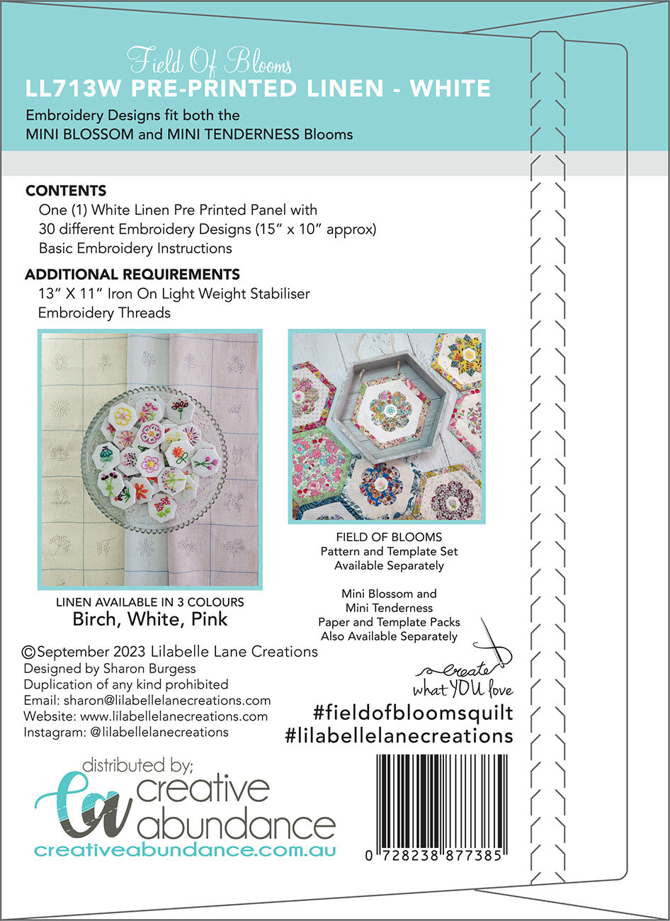 Field Of Blooms Linen Panel White