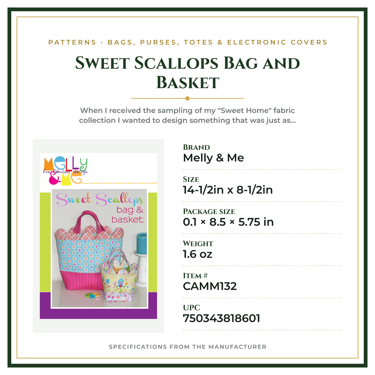 Product Specifications – Sweet Scallops Bag and Basket