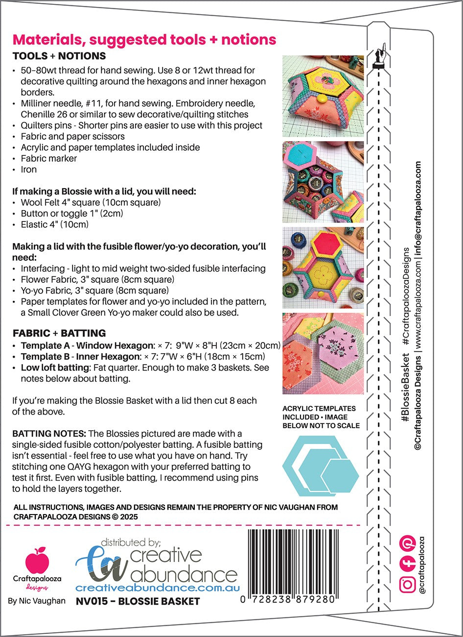 Blossie Basket - Includes Quilt As You Go Template