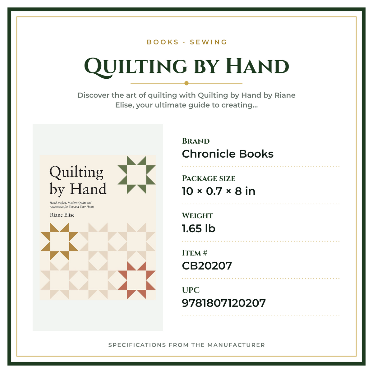 Product Specifications – Quilting by Hand