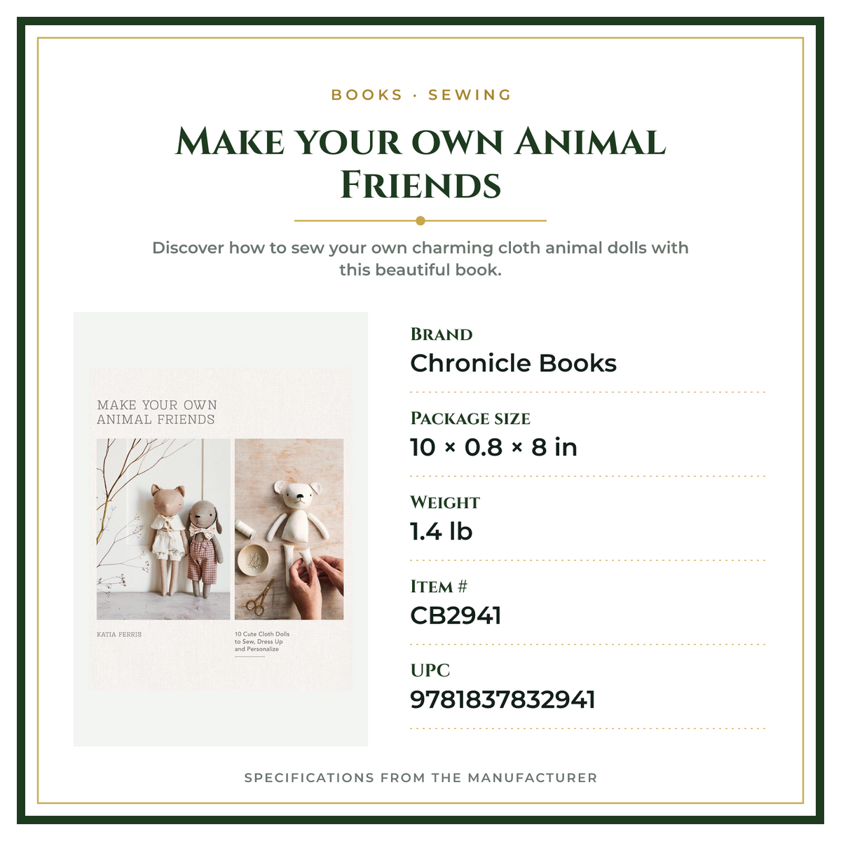 Product Specifications – Make your own Animal Friends
