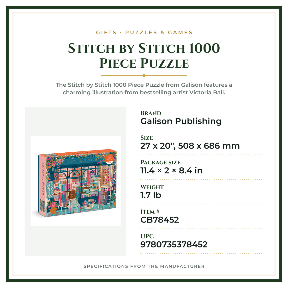 Product Specifications – Stitch by Stitch 1000 Piece Puzzle