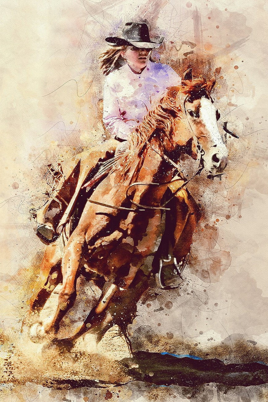 The Barrel Racer Panel 24in x 16in
