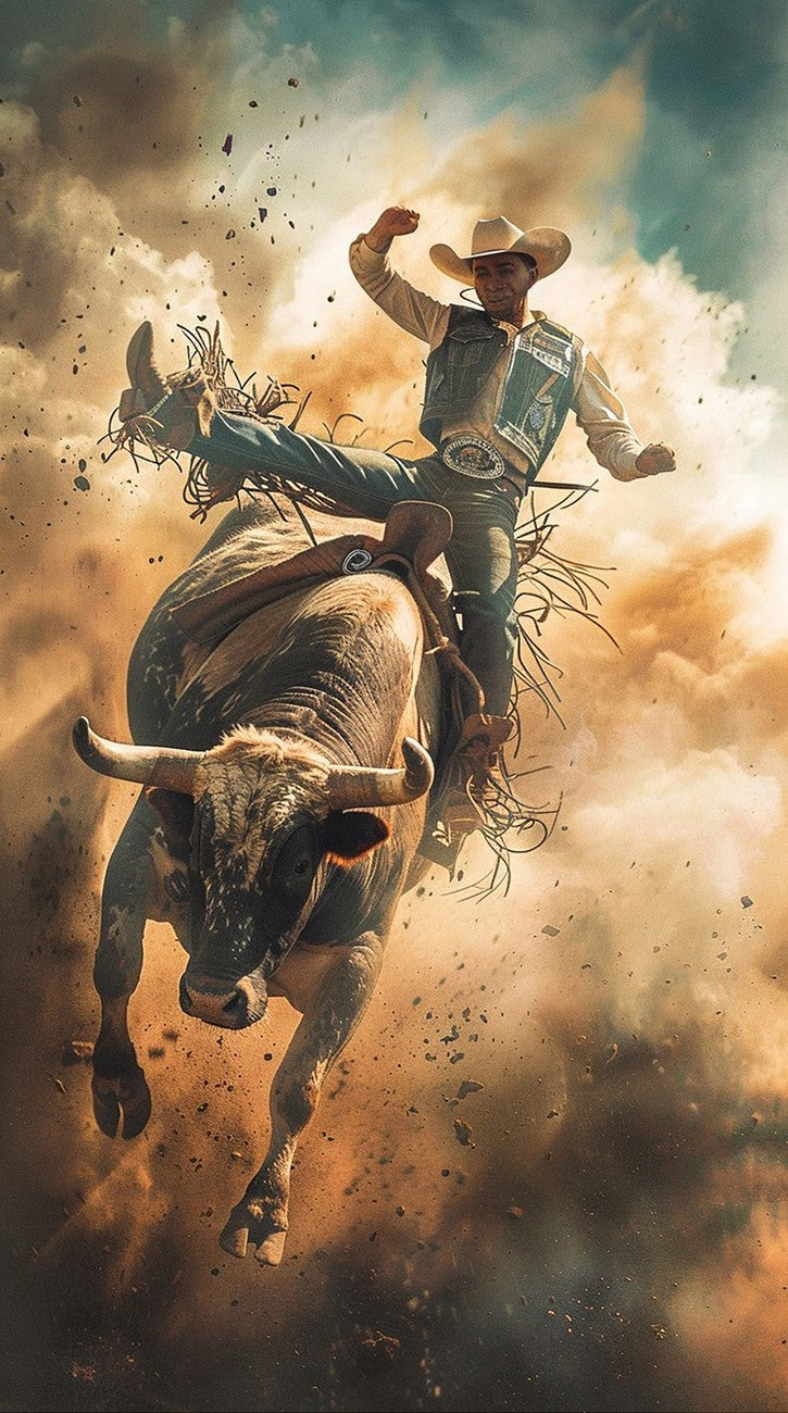 Animated Bull Rider 30.5in x 17in