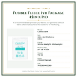 Product Specifications – Fusible Fleece 1yd Package 45in x 1yd
