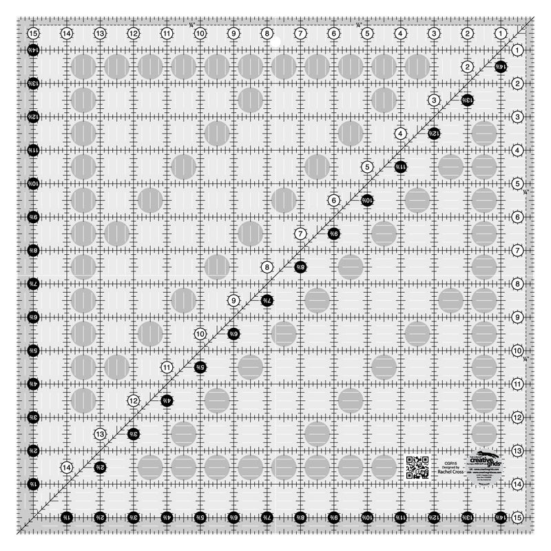 Creative Grids Quilt Ruler 15-1/2in x 15-1/2in Square