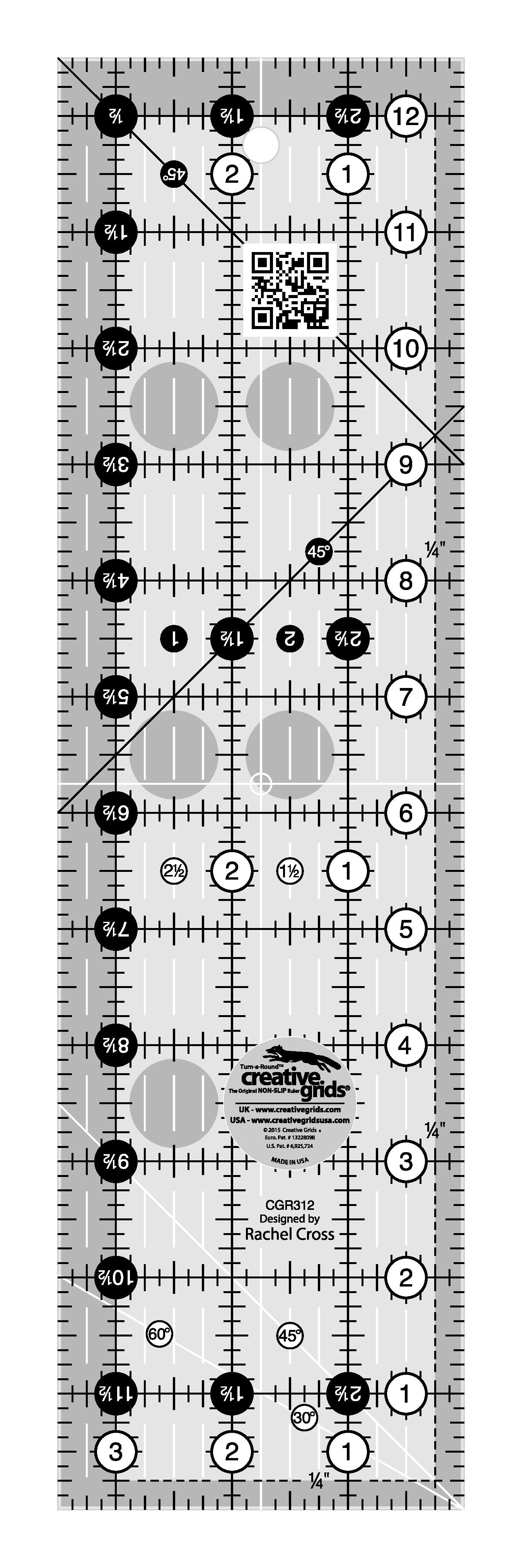 Creative Grids Quilt Ruler 3-1/2in x 12-1/2in Rectangle