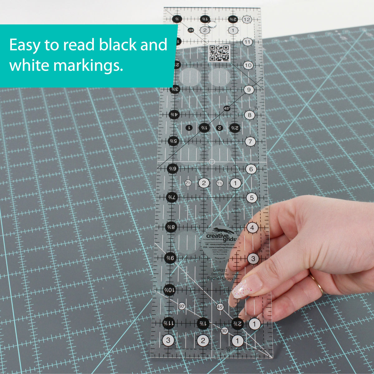 Creative Grids Quilt Ruler 3-1/2in x 12-1/2in Rectangle