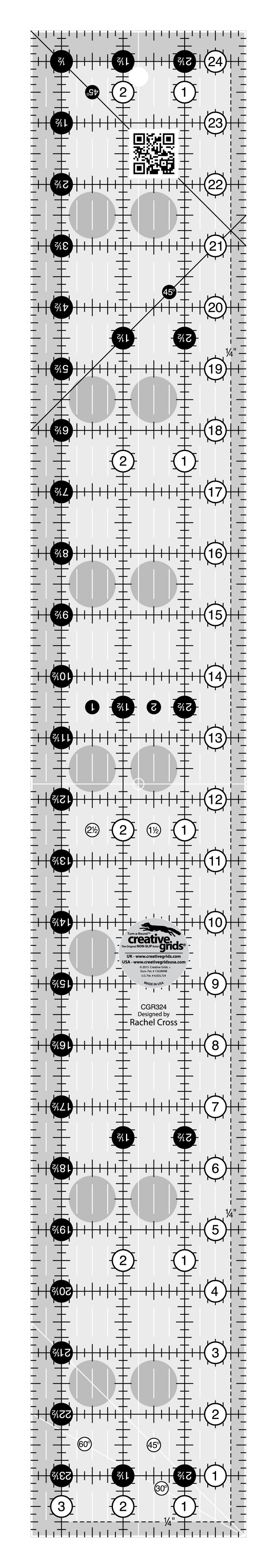 Creative Grids Quilt Ruler 3-1/2in x 24-1/2in Rectangle