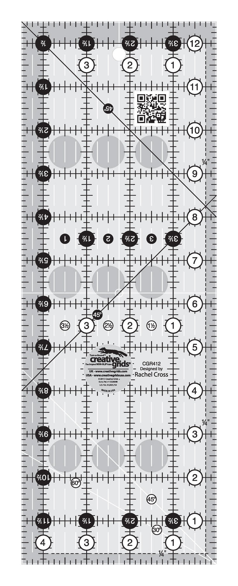 Creative Grids Quilt Ruler 4-1/2in x 12-1/2in Rectangle