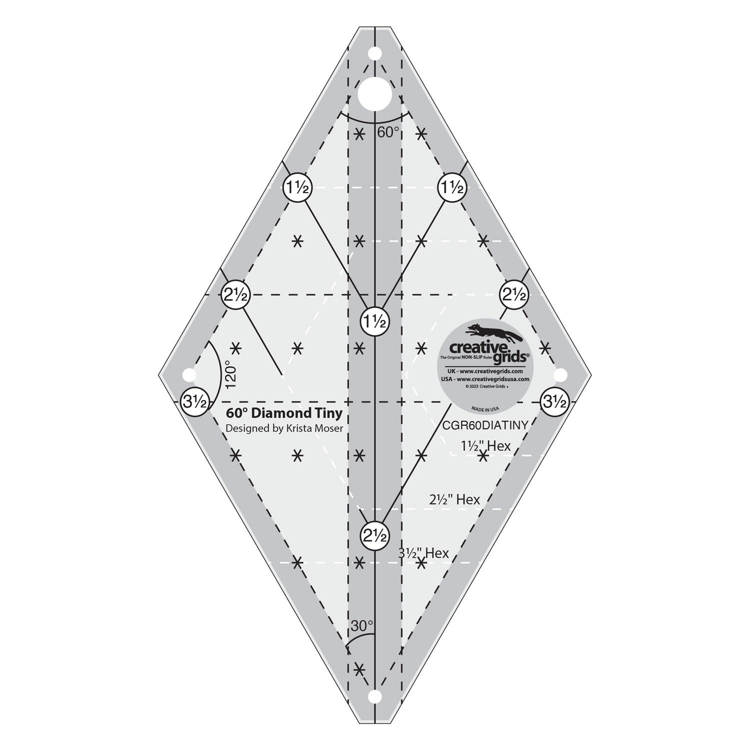 Creative Grids Quilt Ruler 60 Degree Tiny Diamond