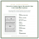 Product Specifications – Creative Grids Quilt Ruler 8-1/2in x 12-1/2in Rectangle