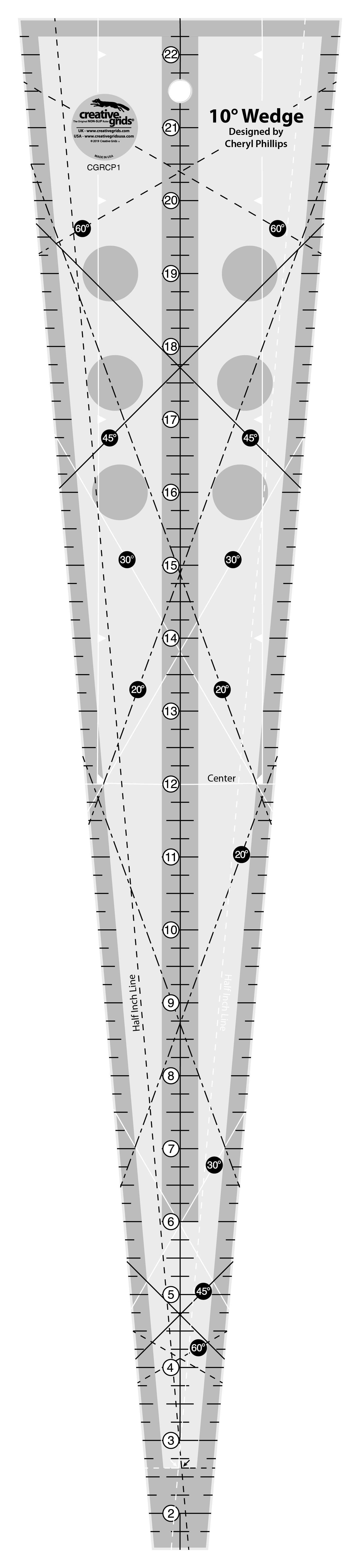 Creative Grids Quilt Ruler 10 Degree Wedge