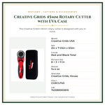 Product Specifications – Creative Grids 45mm Rotary Cutter with EVA Case