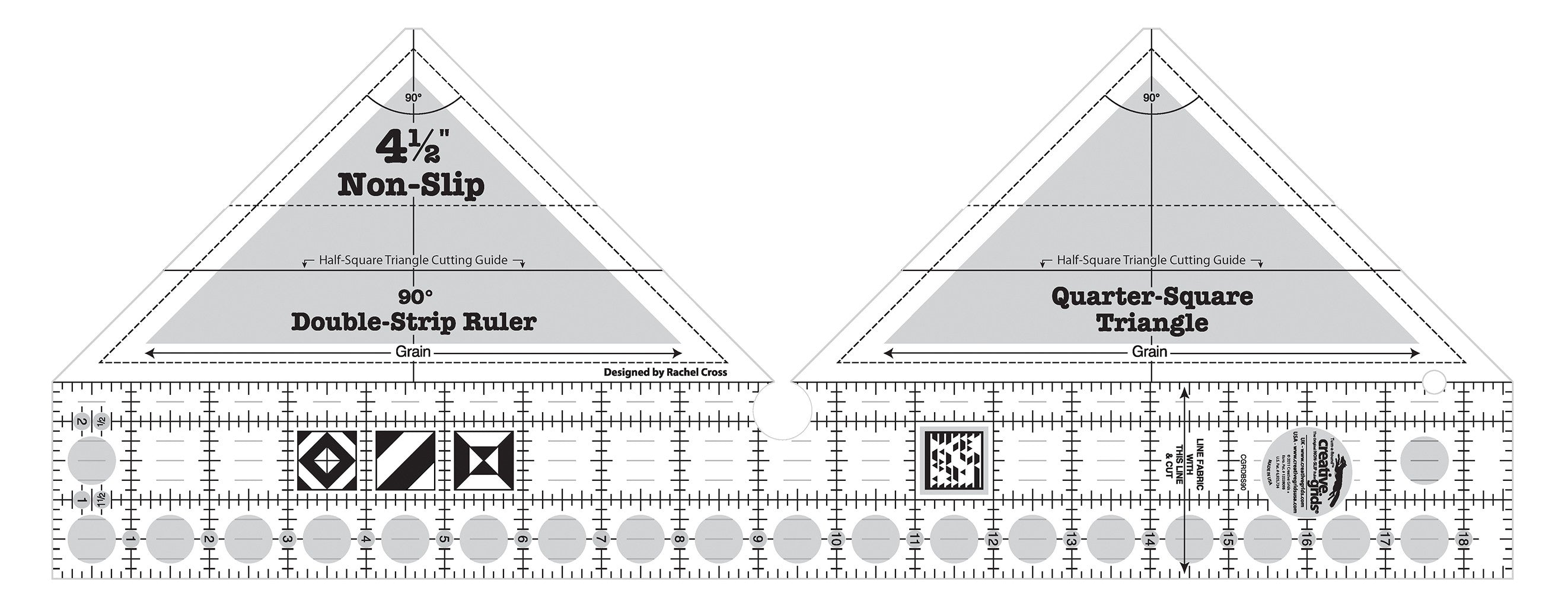 Creative Grids Quilt Ruler 90 Degree Double-Strip
