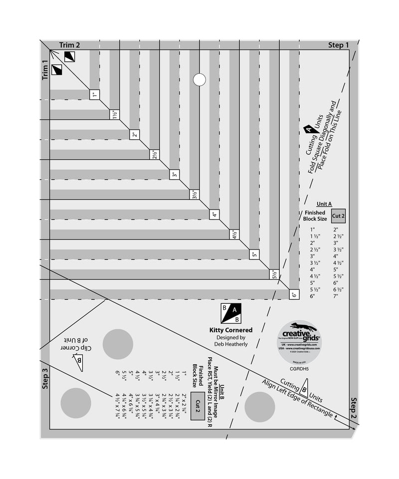 Creative Grids Quilt Ruler Kitty Cornered