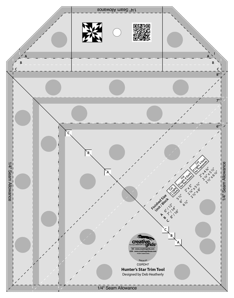 Creative Grids Quilt Ruler Hunter's Star Trim Tool