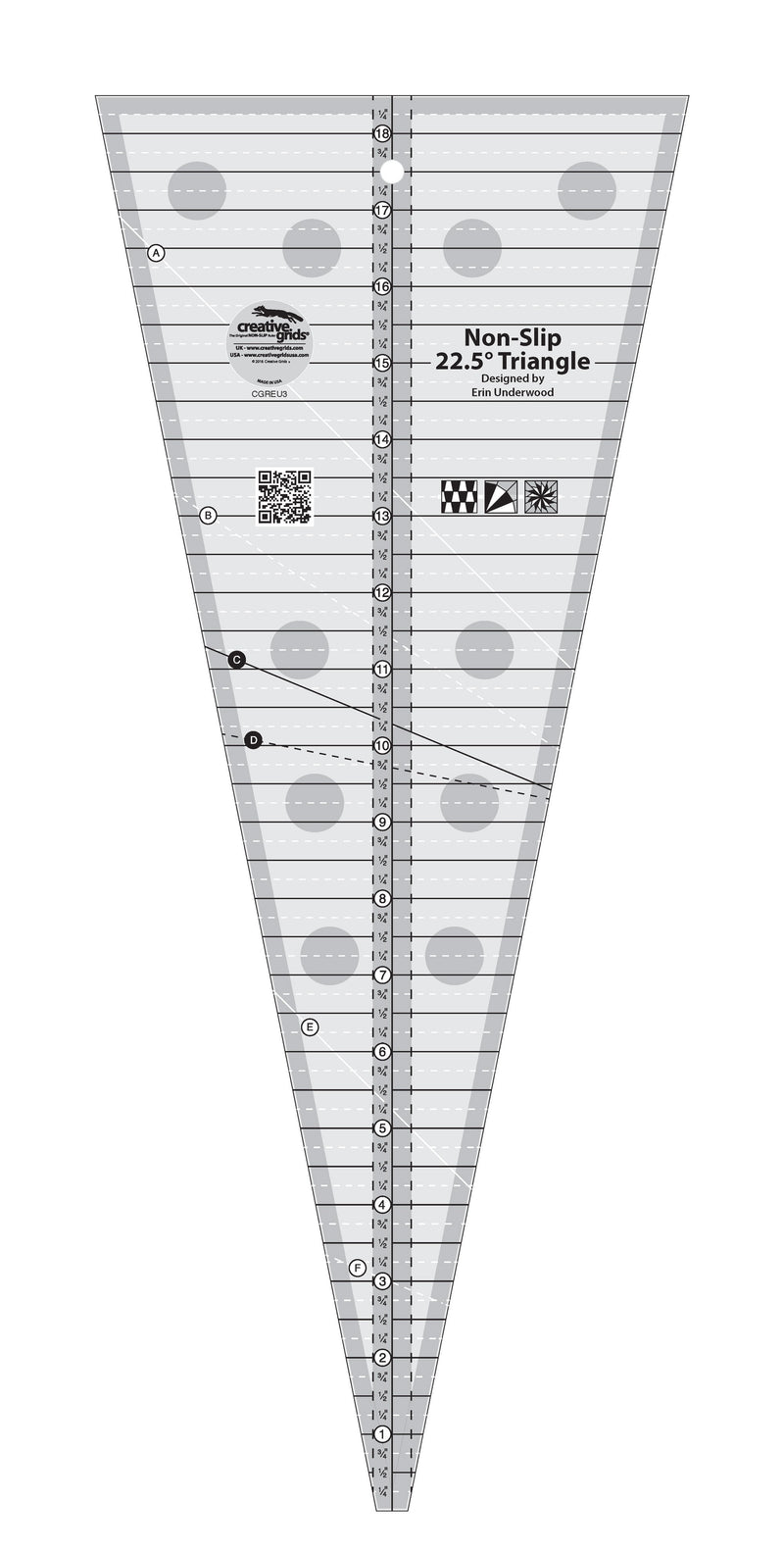 Creative Grids Quilt Ruler 22.5 Degree Triangle