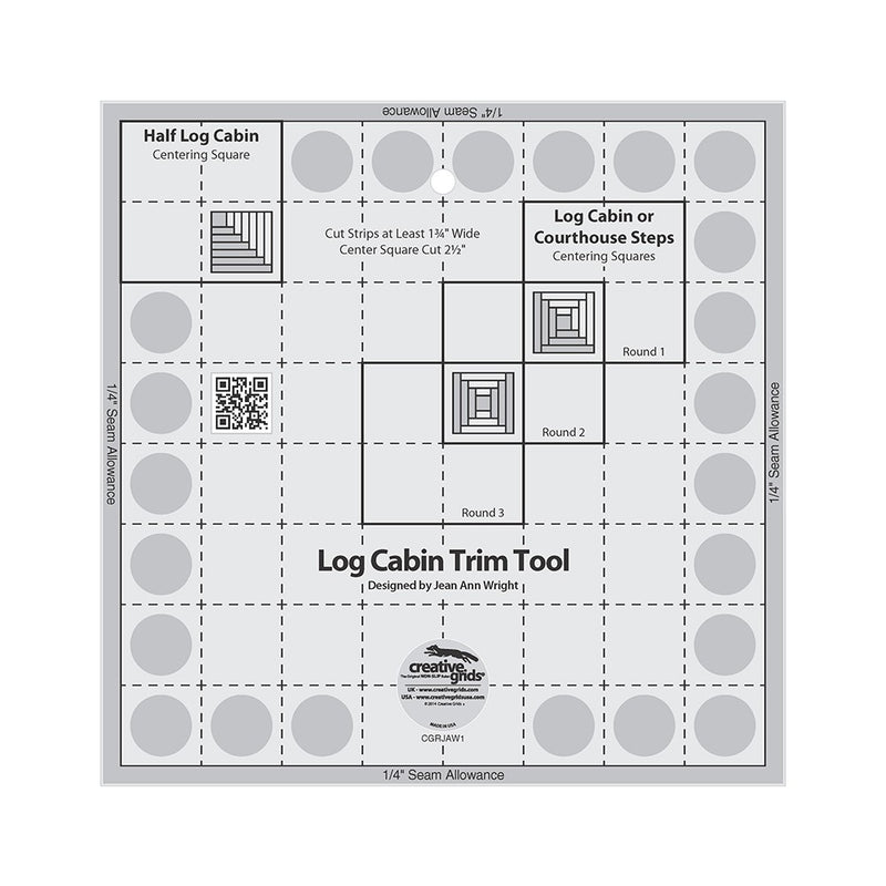 Creative Grids Quilt Ruler Log Cabin Trim Tool for 8in Finished Blocks