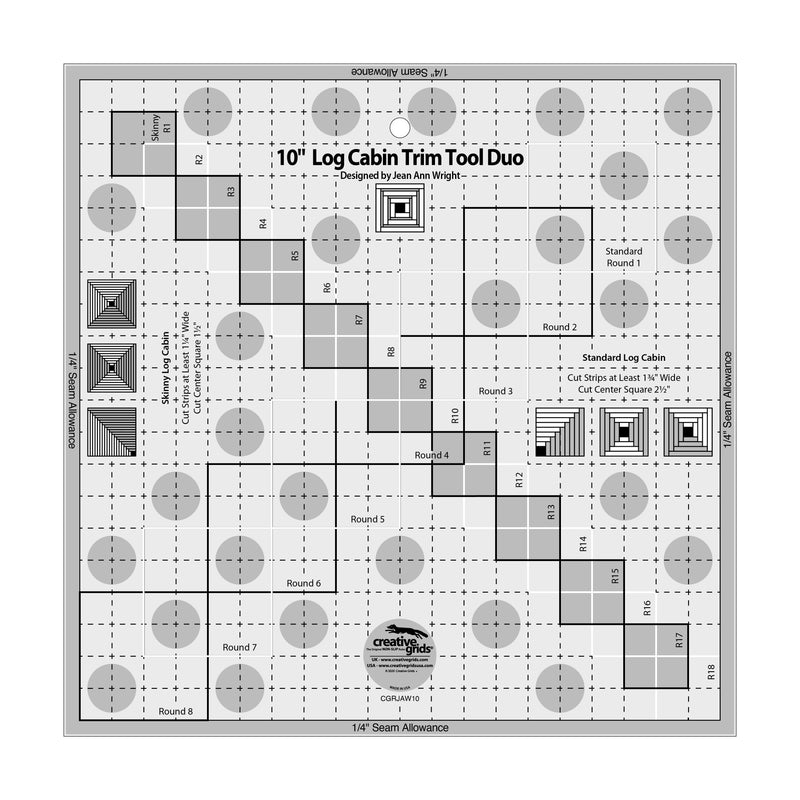 Creative Grids Quilt Ruler 10in Log Cabin Trim Tool Duo