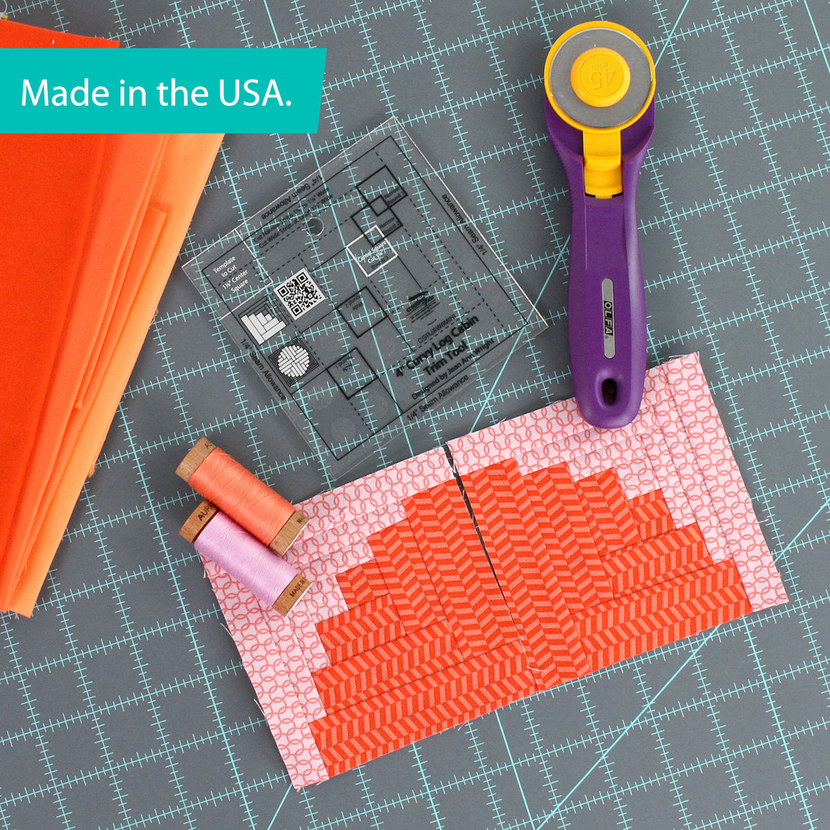Creative Grids Quilt Ruler 4in Curvy Log Cabin Trim Tool
