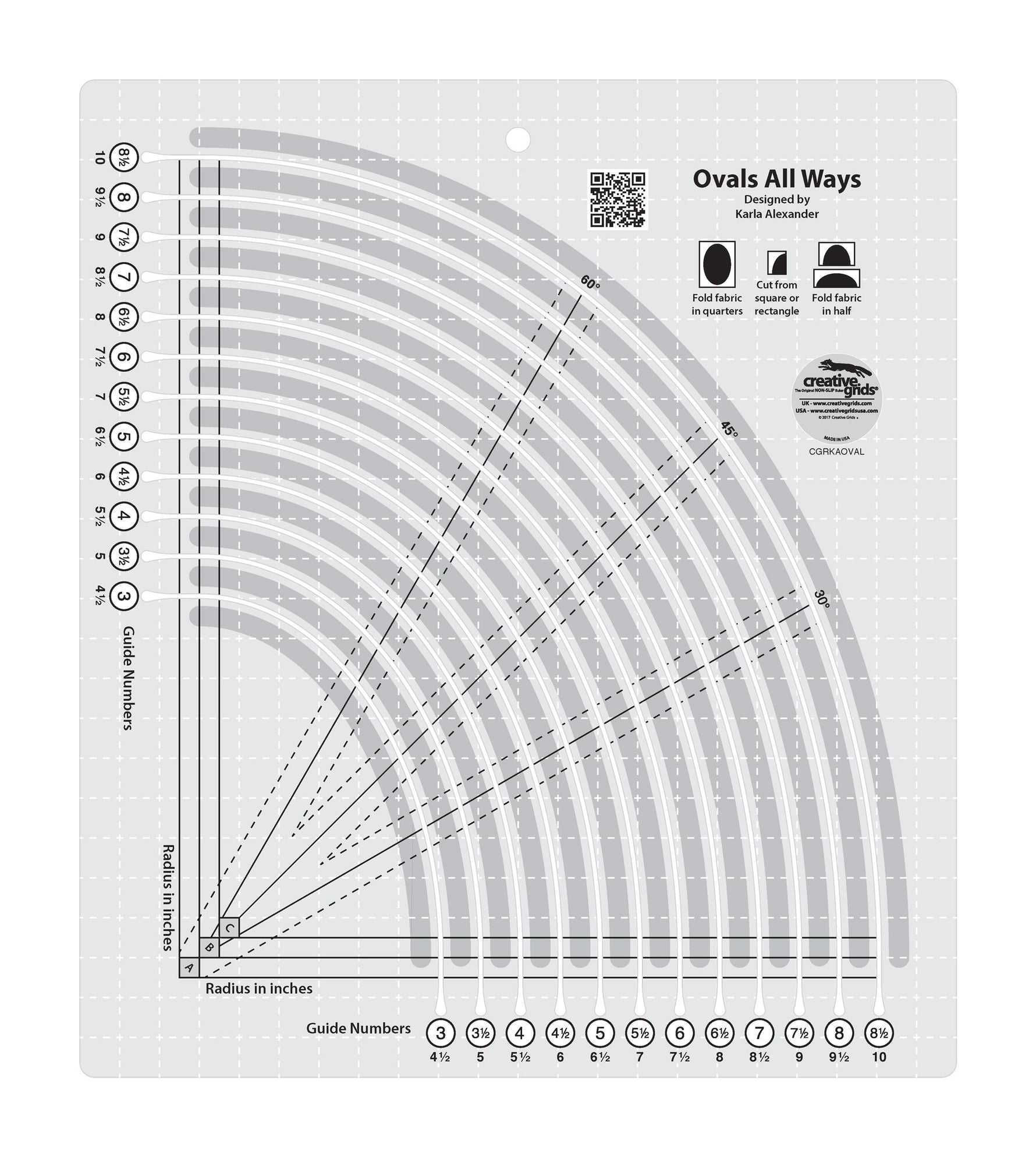 Creative Grids Quilt Ruler Ovals All Ways