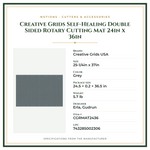 Product Specifications – Creative Grids Self-Healing Double Sided Rotary Cutting Mat 24in x 36in